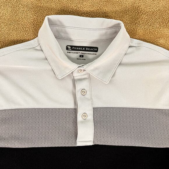 Pebble Beach Golf Men's Dri-Luxe Performance Polo Shirt Black Gray Size Large - Picture 2 of 8